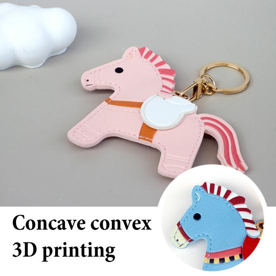 Keychain Pendant Cartoon Horse Shape Key Holder Imitation Leather Access Control Card Holder Bag Charm Decorative Keychain Accessory