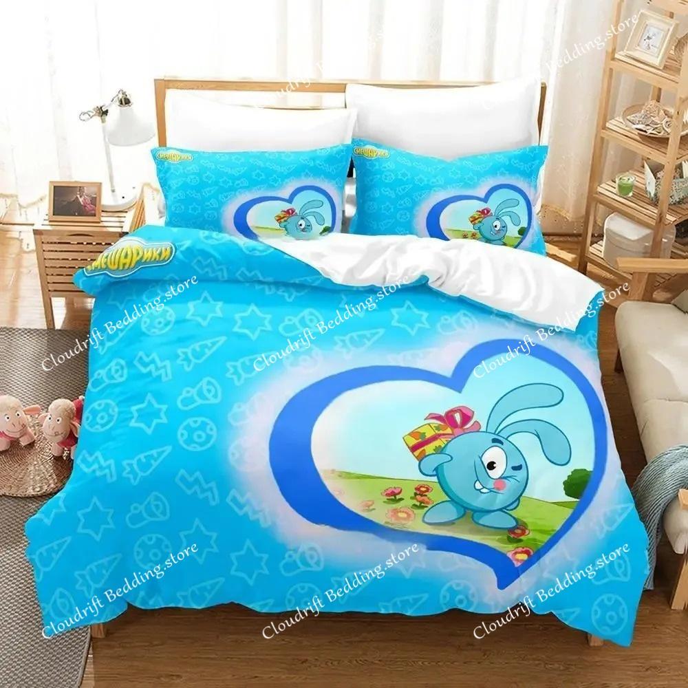 Set Biancheria da Letto Smeshariki Singolo Gemello Matrimoniale Queen King Size Set Letto Adulto Bambino Camera da Letto Copripiumino Set Stampa 3D Anime Set Lenzuola