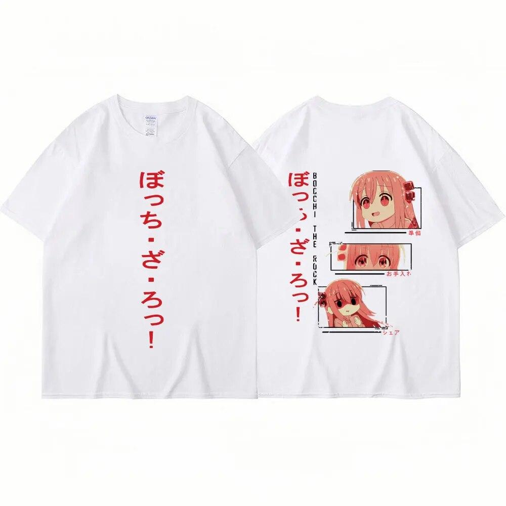 Anime Bocchi The Rock T Shirt Kita Ikuyo Kessoku Band Graphic T Shirts Unisex's Oversized Cotton Fashion Couples T-shirt Streetwear