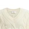 Coach Solid Color Logo Embroidered Cable Knit V-Neck Sweater Unisex Sweater Ivory CP972-VT5