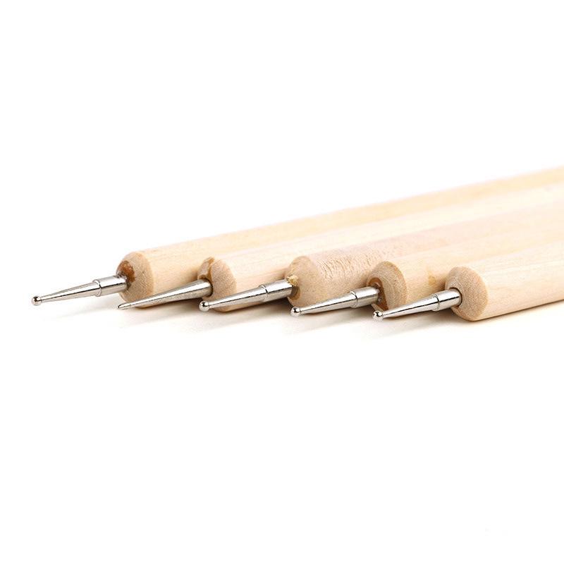 Cross-border 5-Piece Nail Art Brush & Double-Head Dotting Pen Set