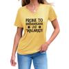 Fashionable and Versatile Prone To Shenanigans Printed Top V-neck Short Sleeved Women's T-shirts