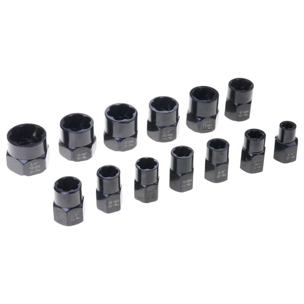 Bolt Extractor Tools Impact Bolt & Nut Remover Set Nut Extractor Socket Tools Bolt Remover Tool 3/8'' Drive 14 Pieces