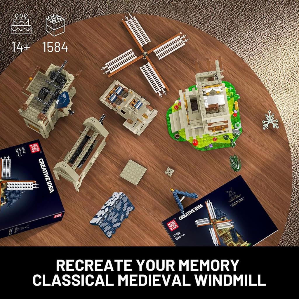 MOULD KING 10060 Medieval Building Block The MOC-138190 Windmill Model European Century Brick Toys Assembly Kids Christmas Gift
