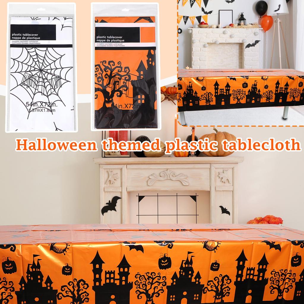Halloween Plastic Tablecloth – Spider & Haunted Tree Designs For Holiday Decoration