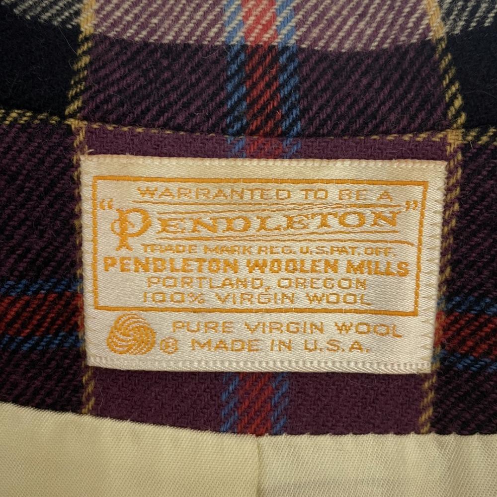 PENDLETON 70s Made in the USA, 100% wool, vintage Check Pattern tailored jacket Women Used