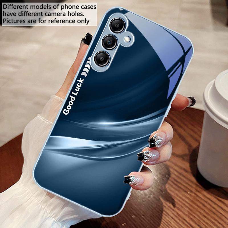 Lucky Gradient Ripple For Samsung Galaxy A14 4G 20 30 52 20S 21S 22 32 33 34 42 50 51 53 54 70 71 72 73 5G Glass Phone Case