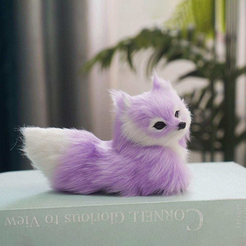 Lifelike Mini Plush Simulation Fox Squatting Animal Figurine Soft Plush Toy  Kids Gift