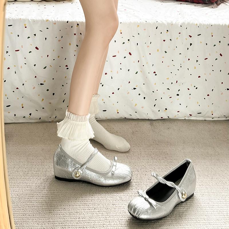 New Designer Silvery Women Ballet Flats Fashionable Ladies Casual Soft Sole Flats Spring Women's Comfort Shallow Ballerina Shoes