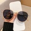 Vintage Round Sunglasses Women Black Large Frame Sun Glasses Metal Detail UV400 Fashion Eyewear Summer Beach Driving Goggles
