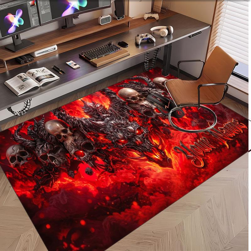 Bat Raven Theme Soft Crystal Velvet Rug Custom Name & Text Print Non Slip Floor Rug for Bedroom Living Room
