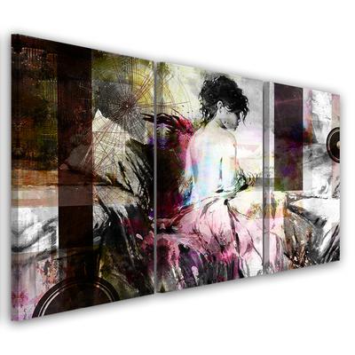 Třídílný obraz na plátně Woman Pastel Glamour