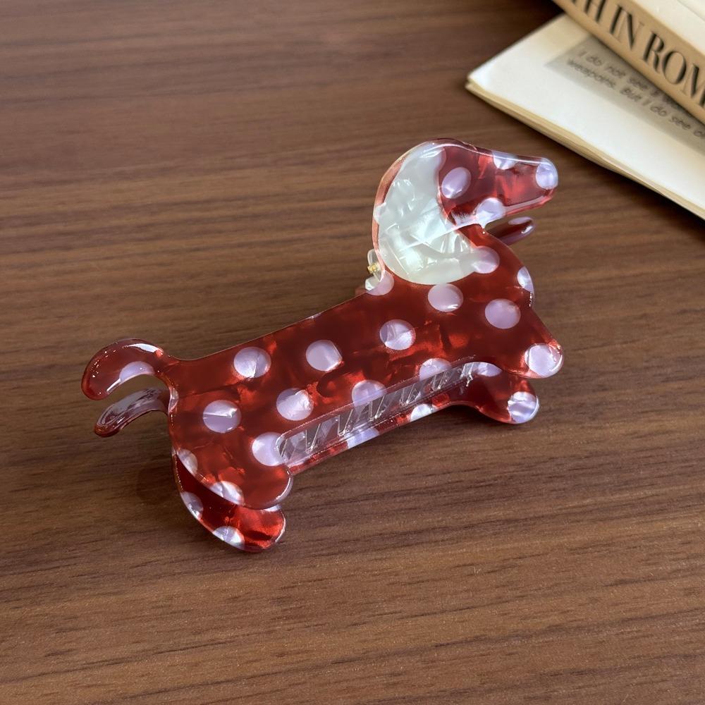 Sweet Pvc Polka Dot Dog Hair Claw Large Geometry Cartoon Hairpin Bang Clip Hair Accessories Puppy Side Clip Vacation