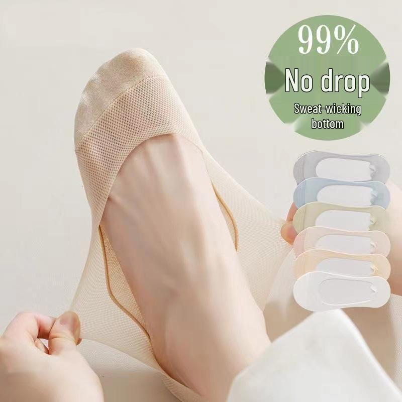 Summer Invisible Non-Slip Boat Socks – Thin, Breathable Mesh, Silicone Grip, No Heel Slip, Perfect with High Heels.