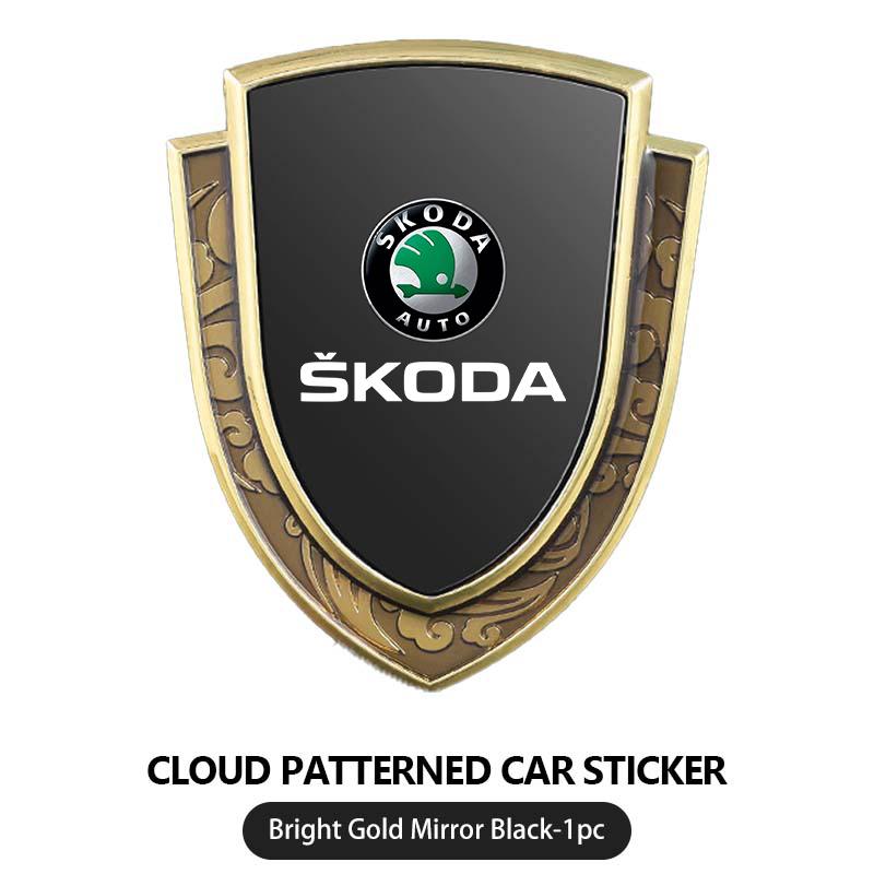 AAABU1 3D Metal Car Side Body Trunk Decoration Emblem Sticker Shield Styling For Skoda Fabia Kamiq Superb Scala Enyaq-iV MK3 VisionS