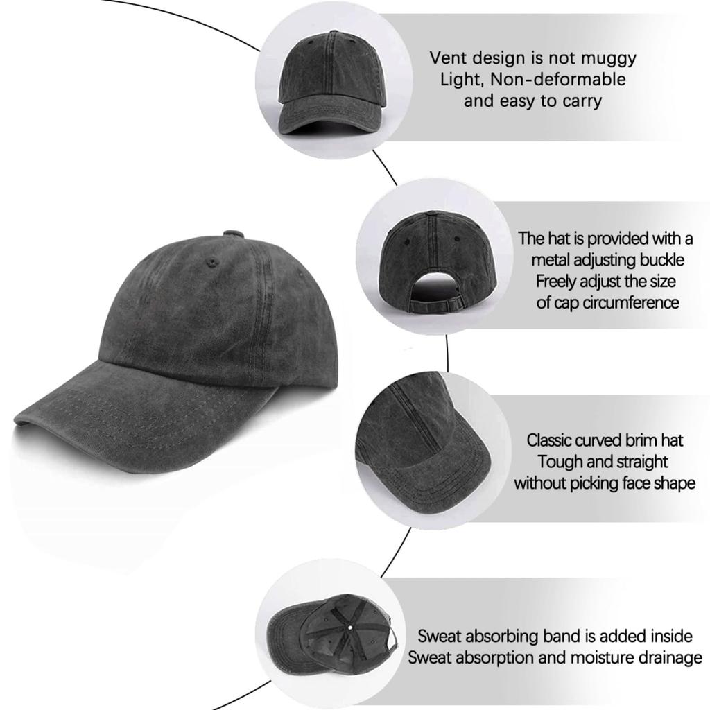 Baseball Cap With Retro , Cotton Washable Adjustable, A Gift For Friends