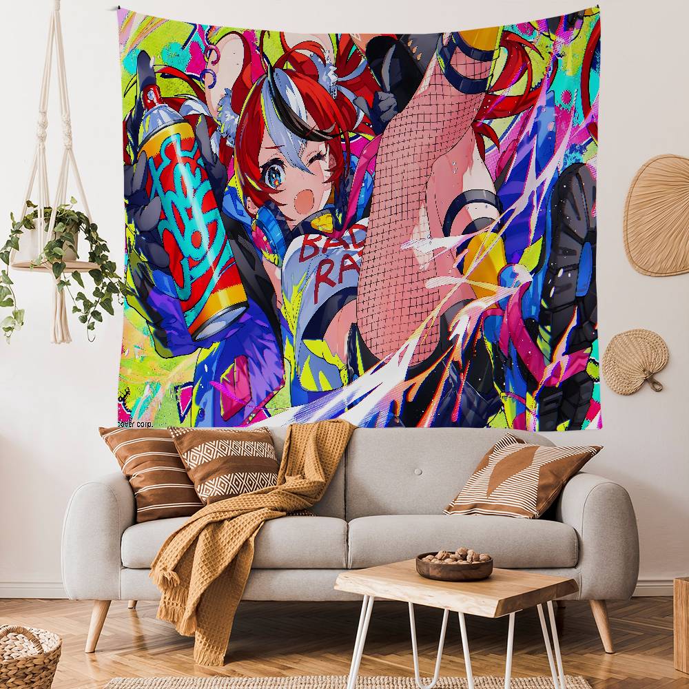 Game HHololiveS HHakos Baelz Hanging Bohemian Tapestry Bohemian Wall Tapestries Mandala Kawaii Room Decor