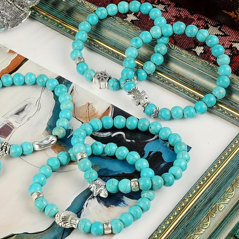 Bohemian Ethnic Style Turquoise Stretch Bracelet, Fashion Turquoise Jewelry