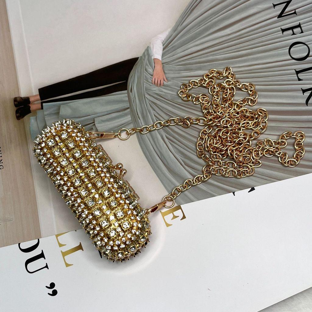 Fashion Mini Lipstick Clutch With Chain And Crystal Decor For Daily Use
