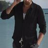 Camicia Casual a Maniche Lunghe in Lino da Uomo Transfrontaliera Primavera Estate Spiaggia Tinta Unita Camicia Quotidiana