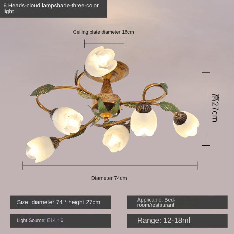

Потолочный светильник в стиле ретро, ​​деревенский светильник для гостиной, современный и простой креативный светильник с цветами и растениями для спальни, столовой 6 headlights