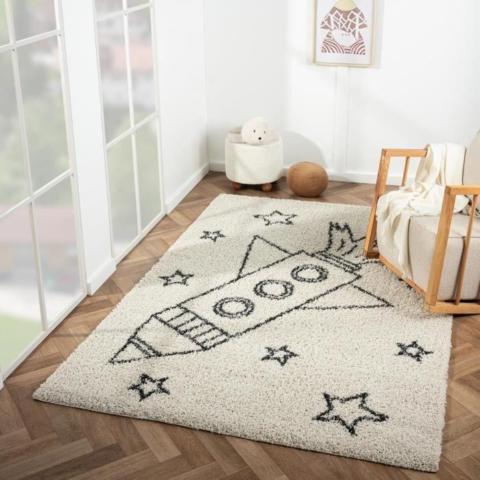 Tapis enfant 80x150 TOTHEMOON Ecru certifié OEKO-TEX