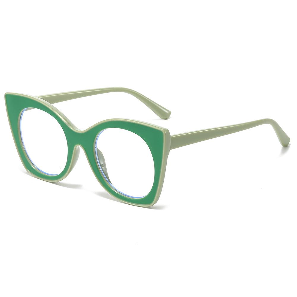 Large Frame Cat Eye Flat Mirror, Simple Light Board, Personalized Contrasting Color Glasses Frame For Women