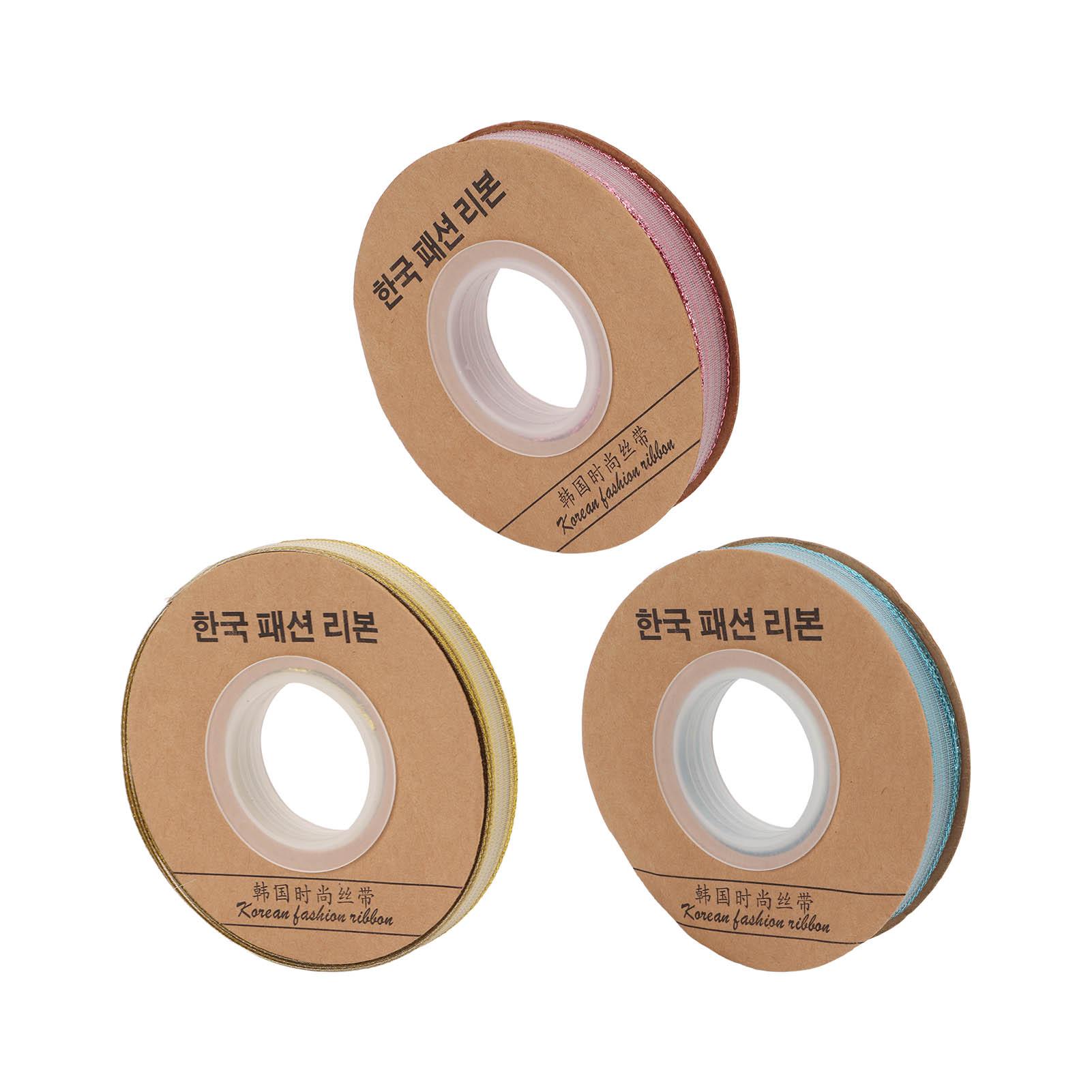 

3 Rolls Gift Glitter Ribbon 150yd 3 Colors Golden Glitter Christmas Metallic Ribbons for Gift Packaging Hair Decoration