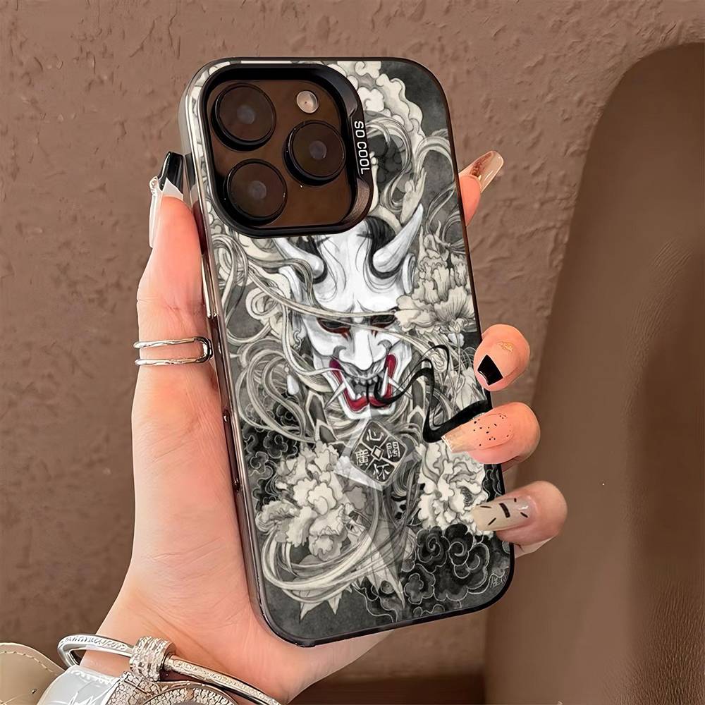 Japan Ghost Face Samurai Phone Case For iPhone 16 15 14 13 12 11 Pro Max X XR XS MAX Matte Shockproof Back Anti Fall Matte Cover