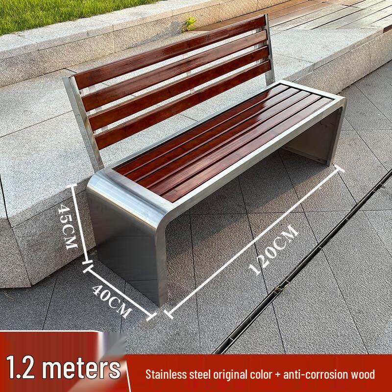 Outdoor Stainless Steel Park Bench