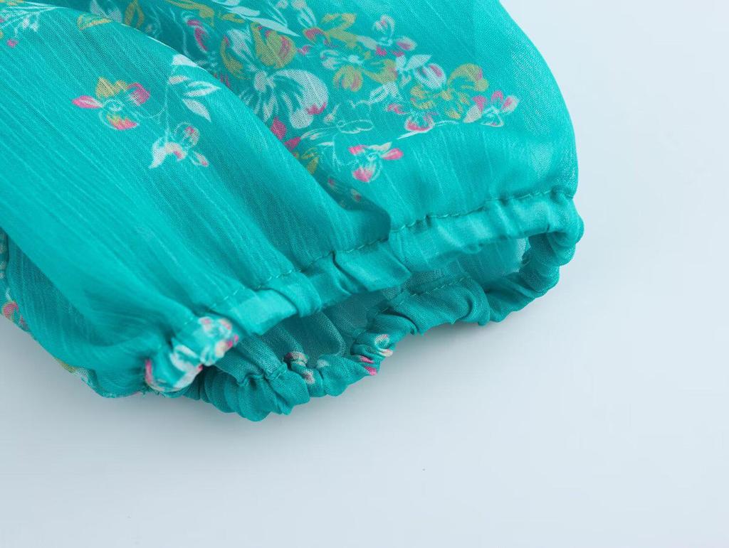 2025 Spring Women's Fashion: European & American Style V-Neck Short Sleeve Print Dress