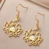 Dawapara Lotus Flower Earrings Zircon Spiritual Lotus Healing Charms Buddhist Yoga Jewelry Stainless Steel Dangle Earrings