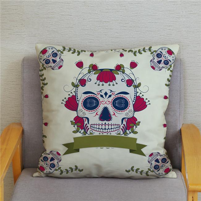 Mexican Day of The Dead Pillowcase Bedroom Living Room Sofa Home Decoration  Cartoon Flower Skull Print Cushion Cover