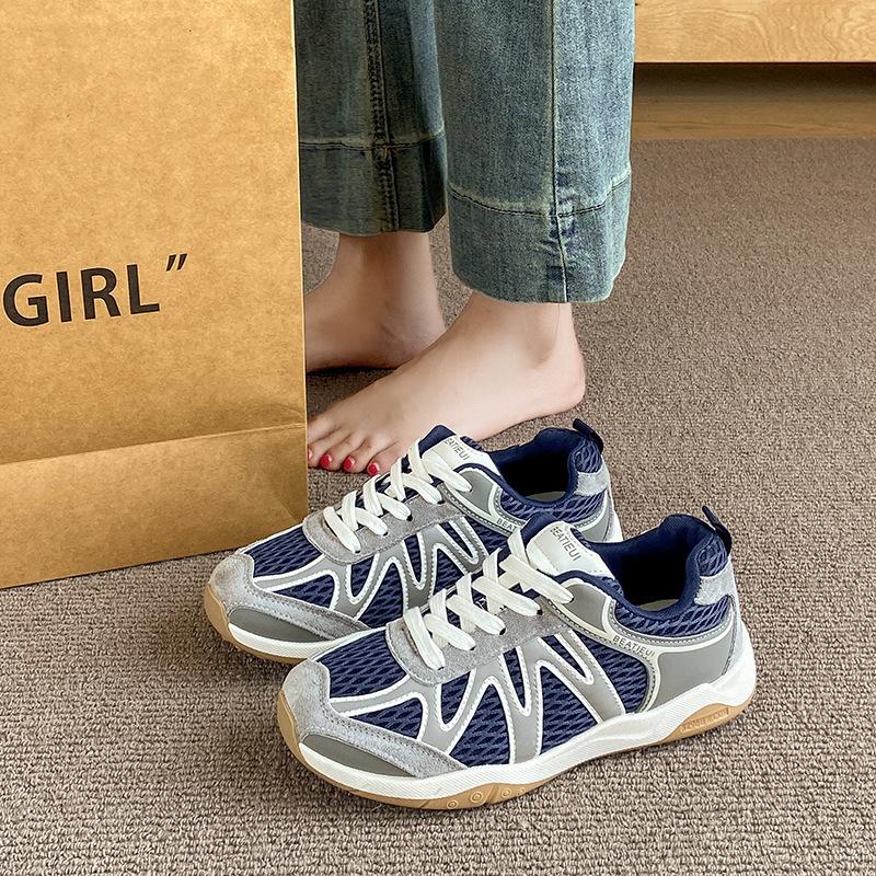 Retro mesh breathable German training shoes women's autumn new thick-soled versatile casual little white shoes lightweight sports Forrest Gump shoes