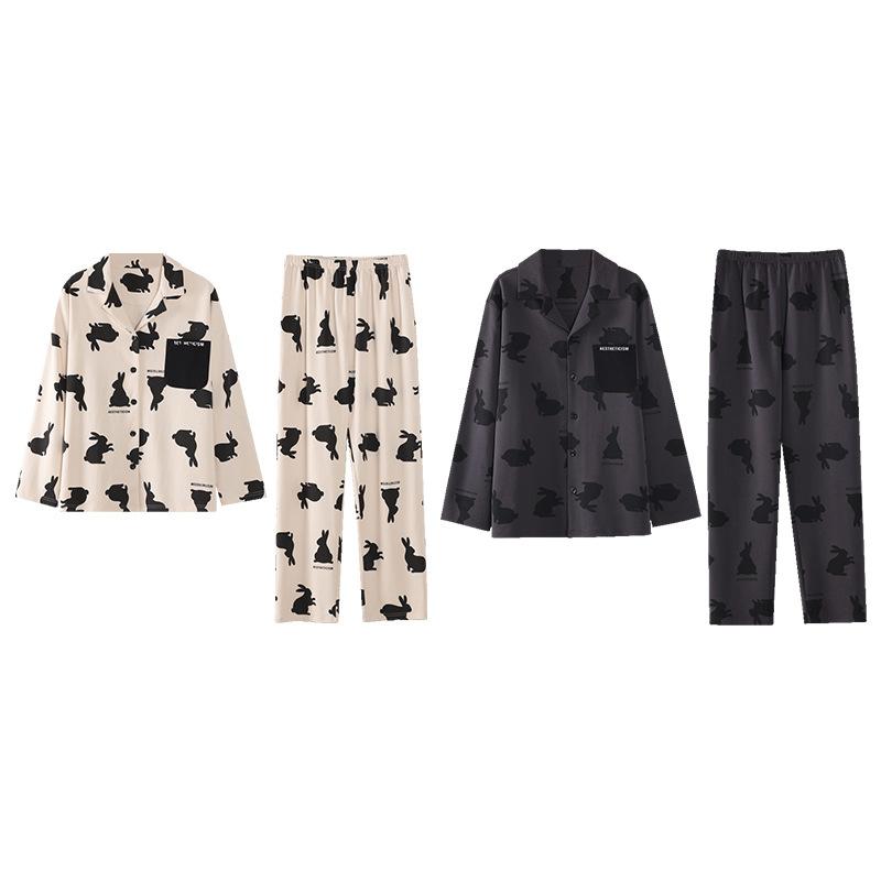 Couple Pajamas Pure Cotton Long-Sleeved Women'S Cute Men Can Wear Loungewear Suit