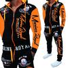Mens Casual Cardigan Long Sleeved Hooded Sweater Youth Mens Set