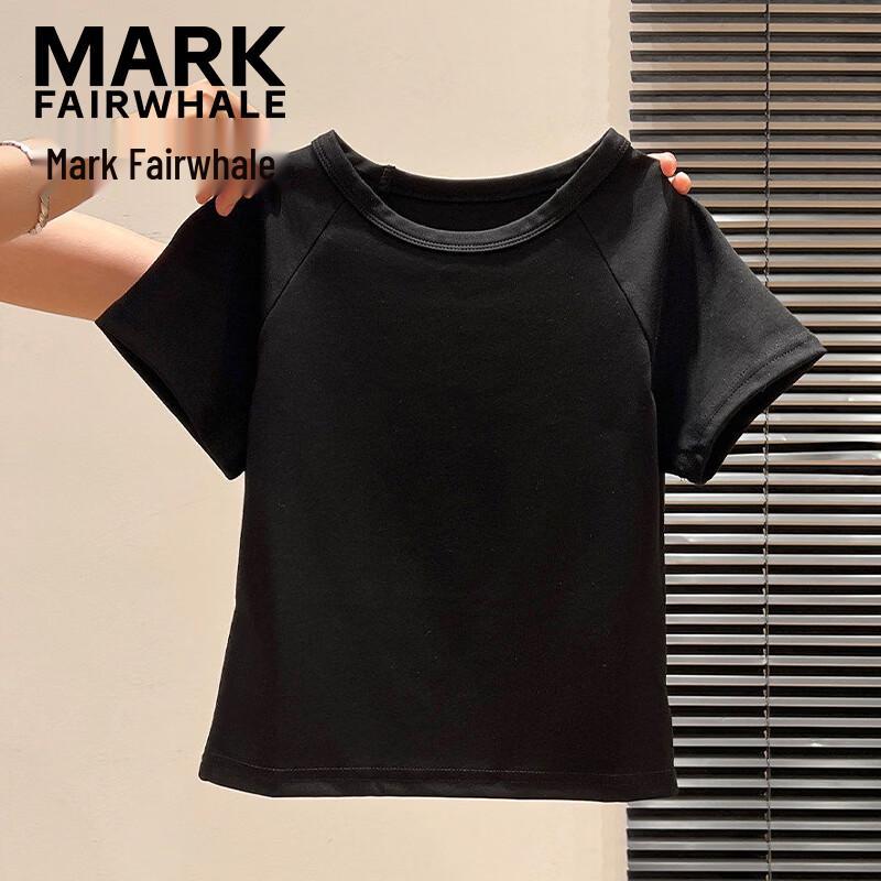 MARK FAIRWHALE Women s Round Neck Flutter Sleeve Slim Fit Cropped T-Shirt L