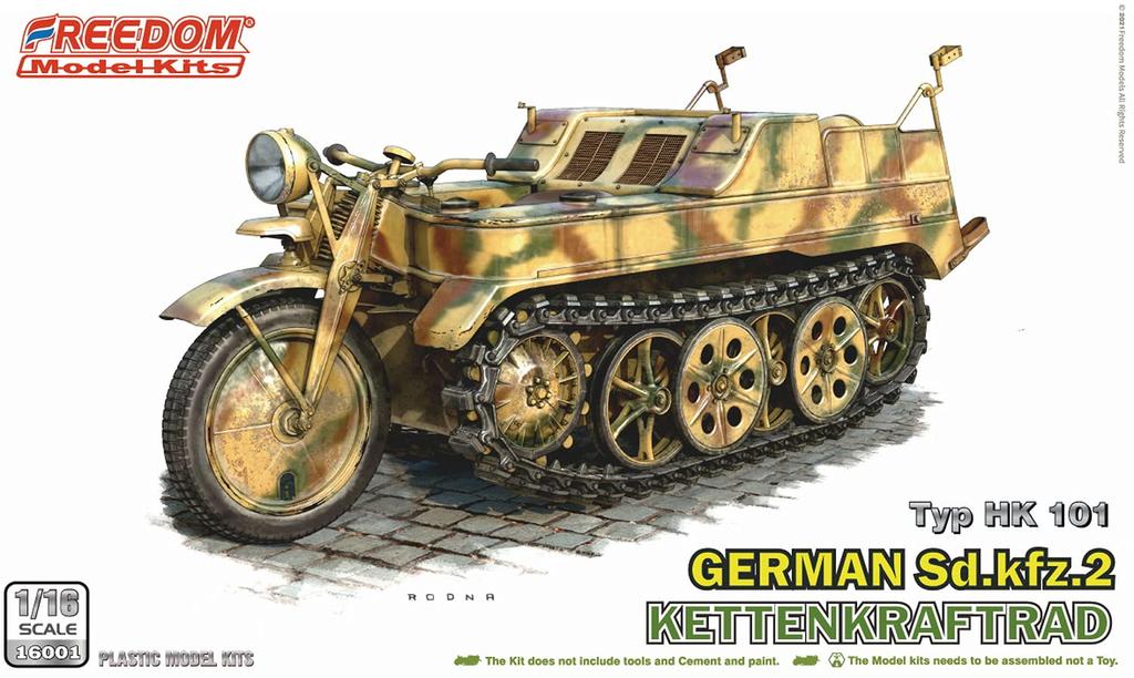 Freedom Model Kits Scale World War II German Kettenkraftrad Plastic Model FRE16001 1/16 Sd.kfz.2