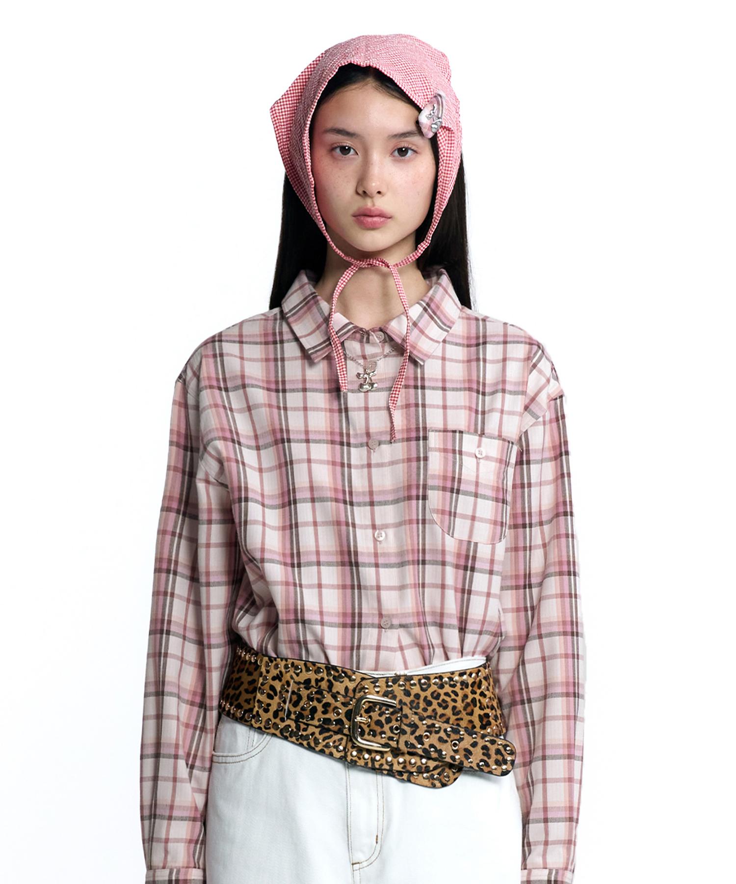 Kirsh Cheek Check Loose Fit Check Shirt [Pink] 1
