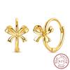 Original 925 Sterling Silver Hoop Earrings Turquoise Cross Earring Gold Bowknot Iris Peach Pink Heart Earring Jewelry For Women