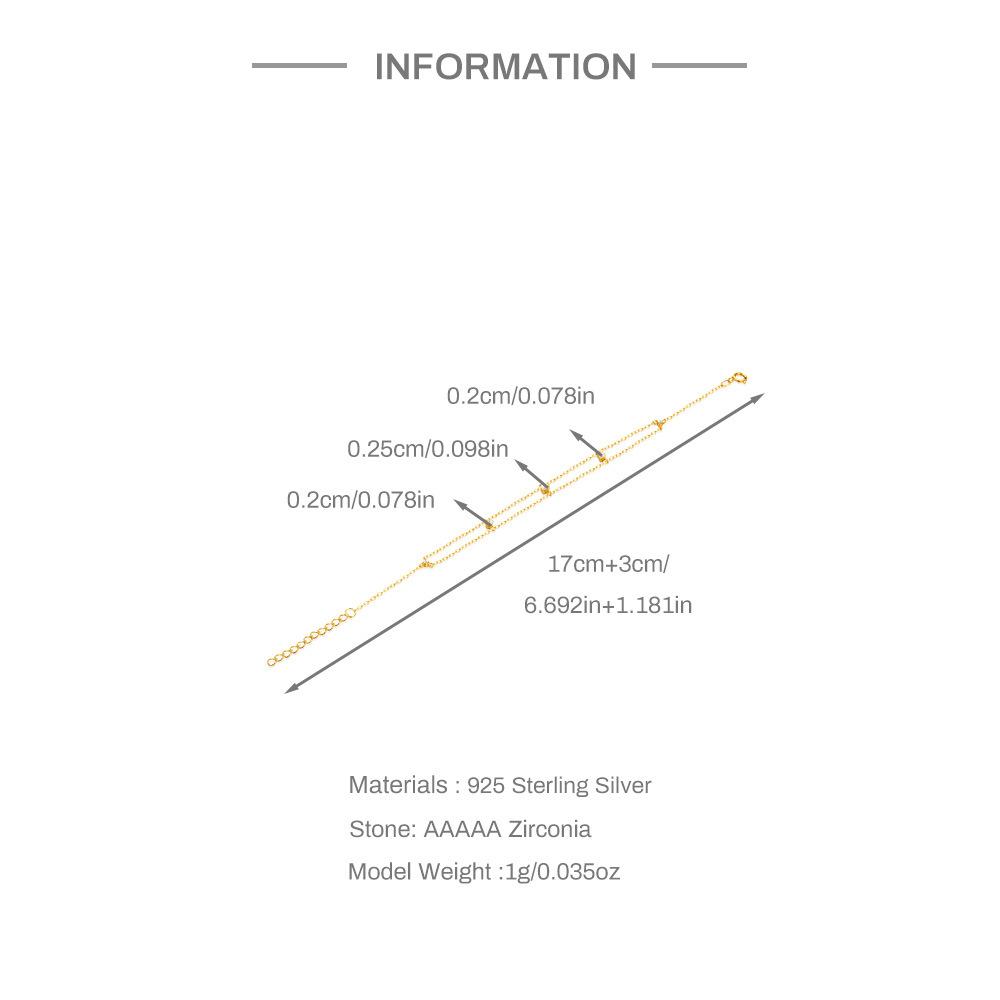 Daily Wear S925 Sterling Silver Double-Layer Diamond-Encrusted Versatile Fashion Bracelet Stacked Bracelet