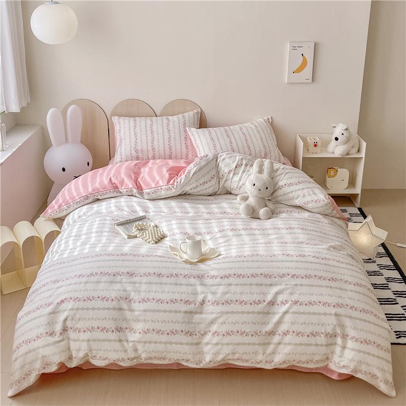 3Pcs Vintage Floral Plaid Pattern Duvet Cover Set 100% Cotton Ultra Soft Comforter Cover with Zipper Flowers Queen Bedding Set