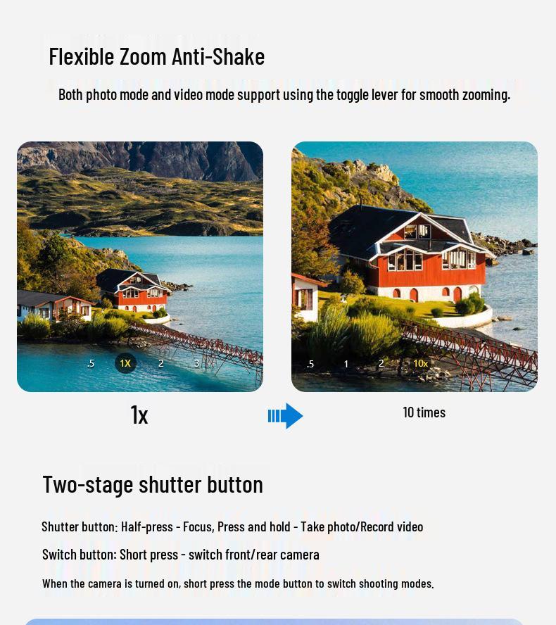 Bluetooth Selfie-Stick mit Fernbedienung, Zoom und Anti-Shake-Stabilisator für die Telefonfotografie