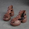 Fashion GKTINOO 2025 New Summer Black Women Genuine Leather Sandals Cool Boots Platform Shoes Wedges Sandals Women Shoes Outdoor Sandals