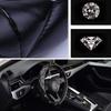 Leather Steering Wheel Cover Featurings Sparkling Rhinestones Studs for Enhanced Driving Comfort and Antislip