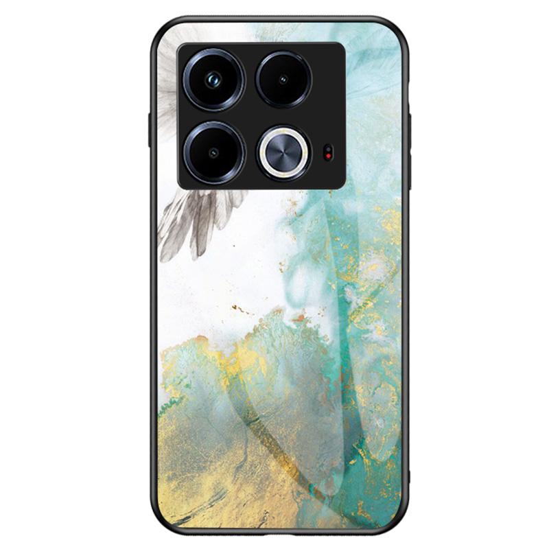 For Infinix Note 40 Tempered Glass Case Marble Pattern Protective Phone Cover