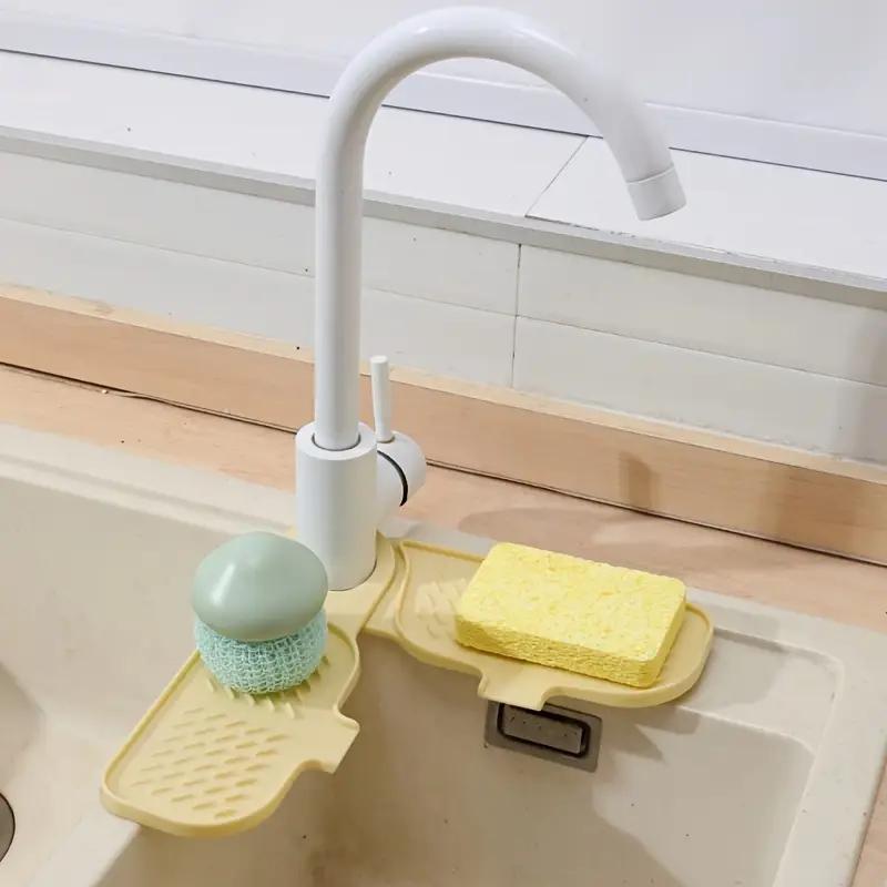 2pcs Silicone Faucet Splash Guard & Drain Pad - Rotatable, Thick & Flexible Kitchen and Dining Table Protection