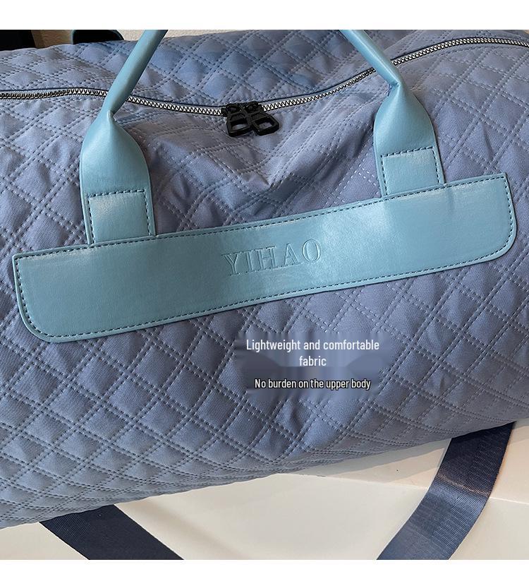 Stylish Plaid Gym Bag with Shoe Compartment: Large Capacity & Dry/Wet Separation for Business Travel