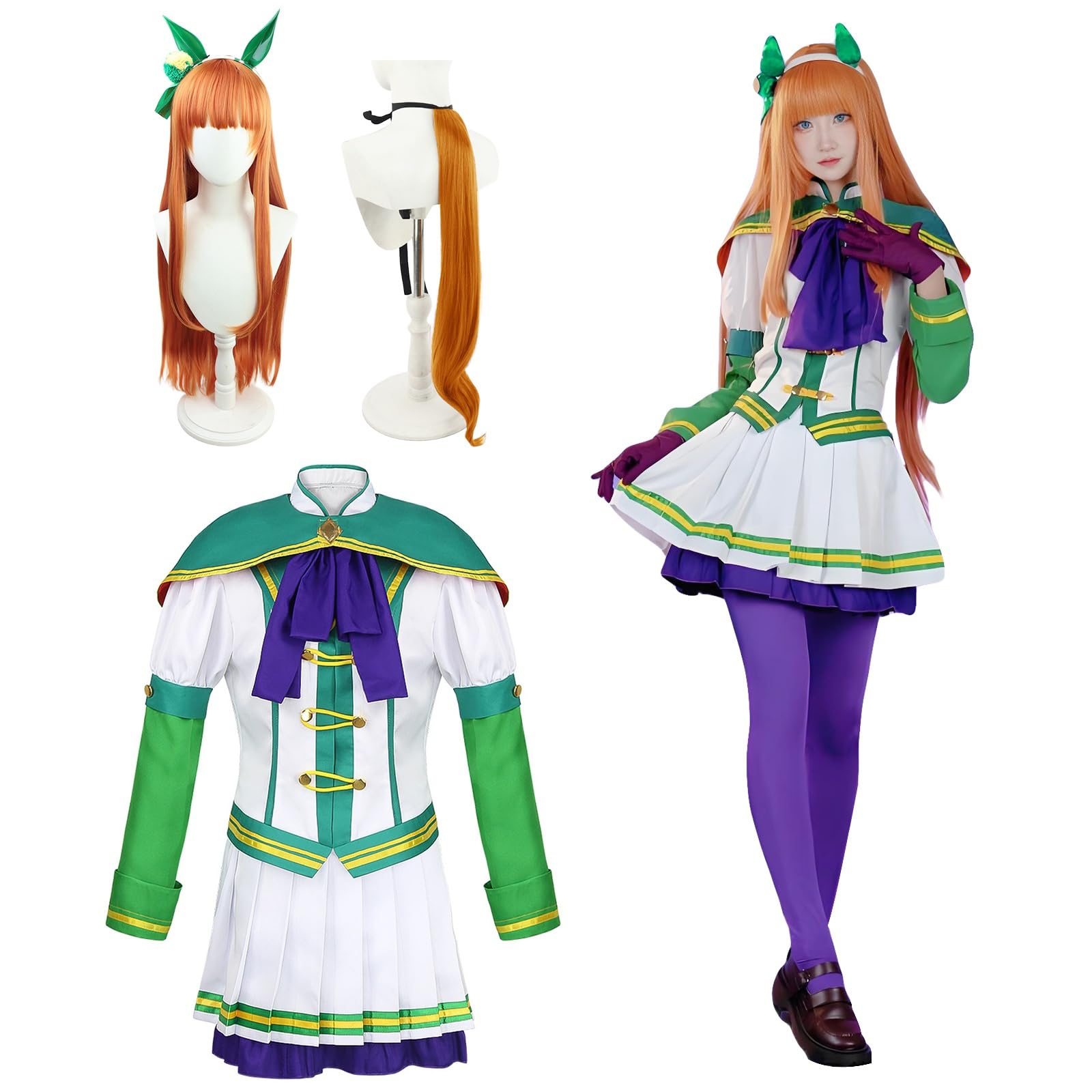 

Silence Suzuka Cosplay Costume with Tail and Perfect for Uma Musume Adult School Stage Wear Suzuka Cosplay with Tail and Size [Excellent Quality] Wig,