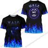 Camiseta 3D Vintage de la Banda WASP para Hombres Mujeres Moda Rock Hip Hop Camiseta Tops de Manga Corta Oversize Camisetas Ropa de Hombre